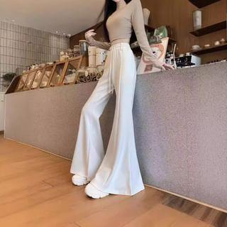 Drawstring Waist Plain Flared Sweatpants Product Image