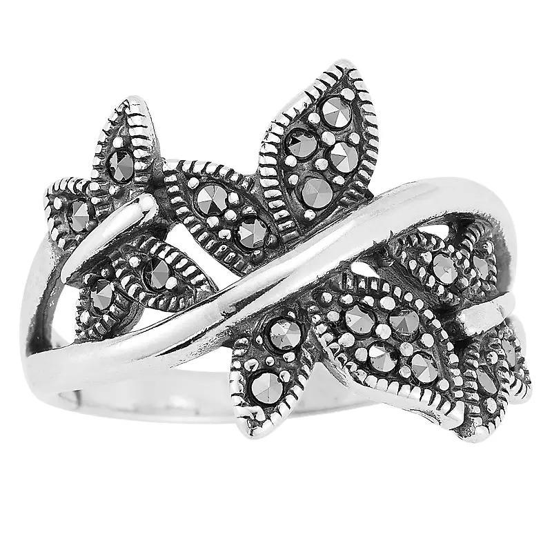 Sunkissed Sterling Sterling Silver Oxidized Cubic Zirconia Tri Butterfly Ring, Women's, Size: 6, Silver Tone Product Image