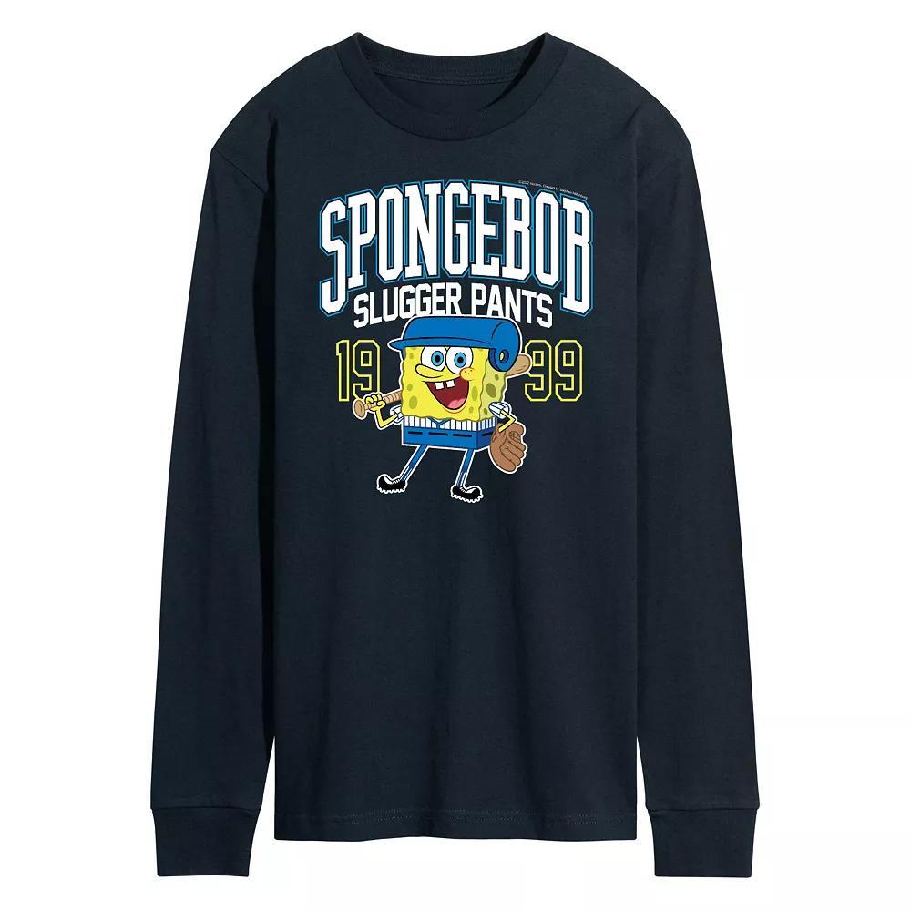 Mens Nickelodeon SpongeBob SquarePants Slugger Pants Long Sleeve Graphic Tee Blue Product Image
