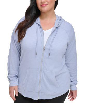 Calvin Klein Calvin Klein Women's Premium Performance Ruched Long Sleeve Zip Up Hoodie (Standard and Plus) Women's Jacket Product Image