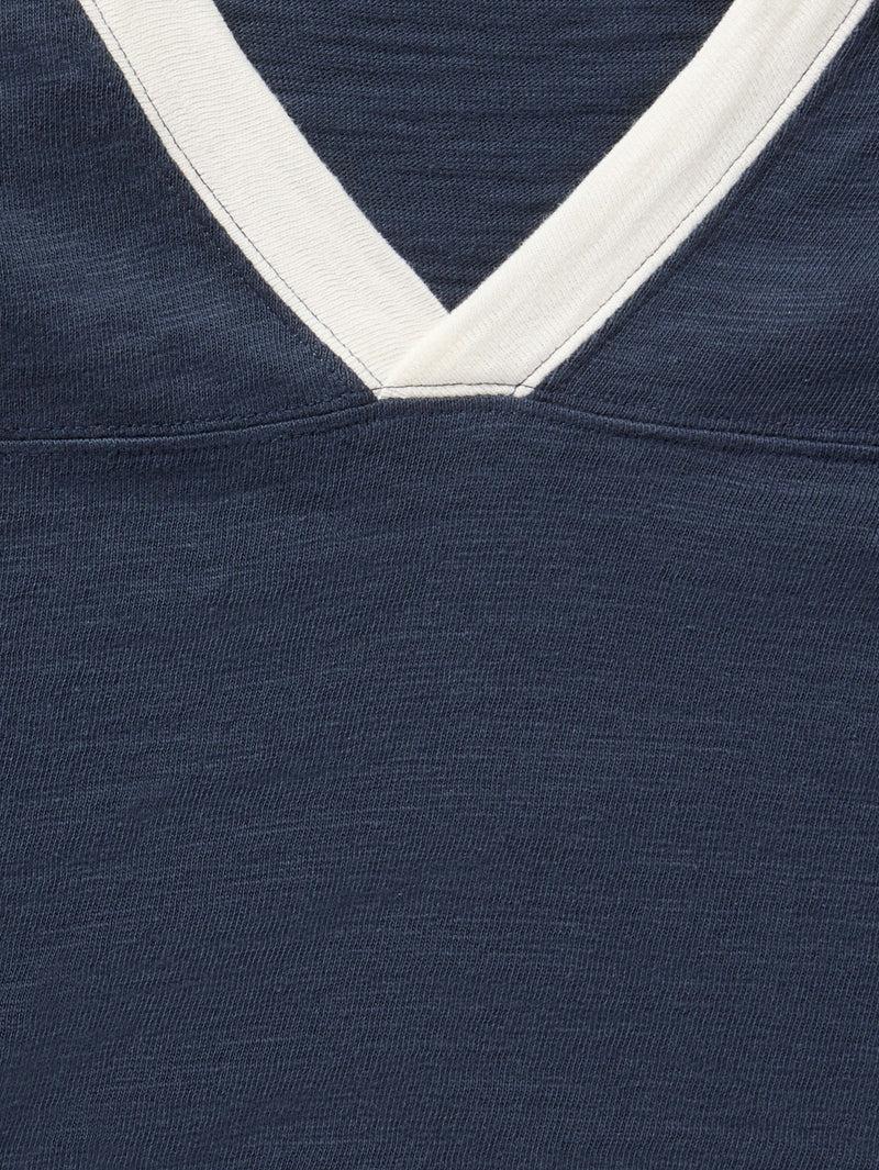 Sunwashed Slub Varsity V-Neck - Blue Nights Product Image