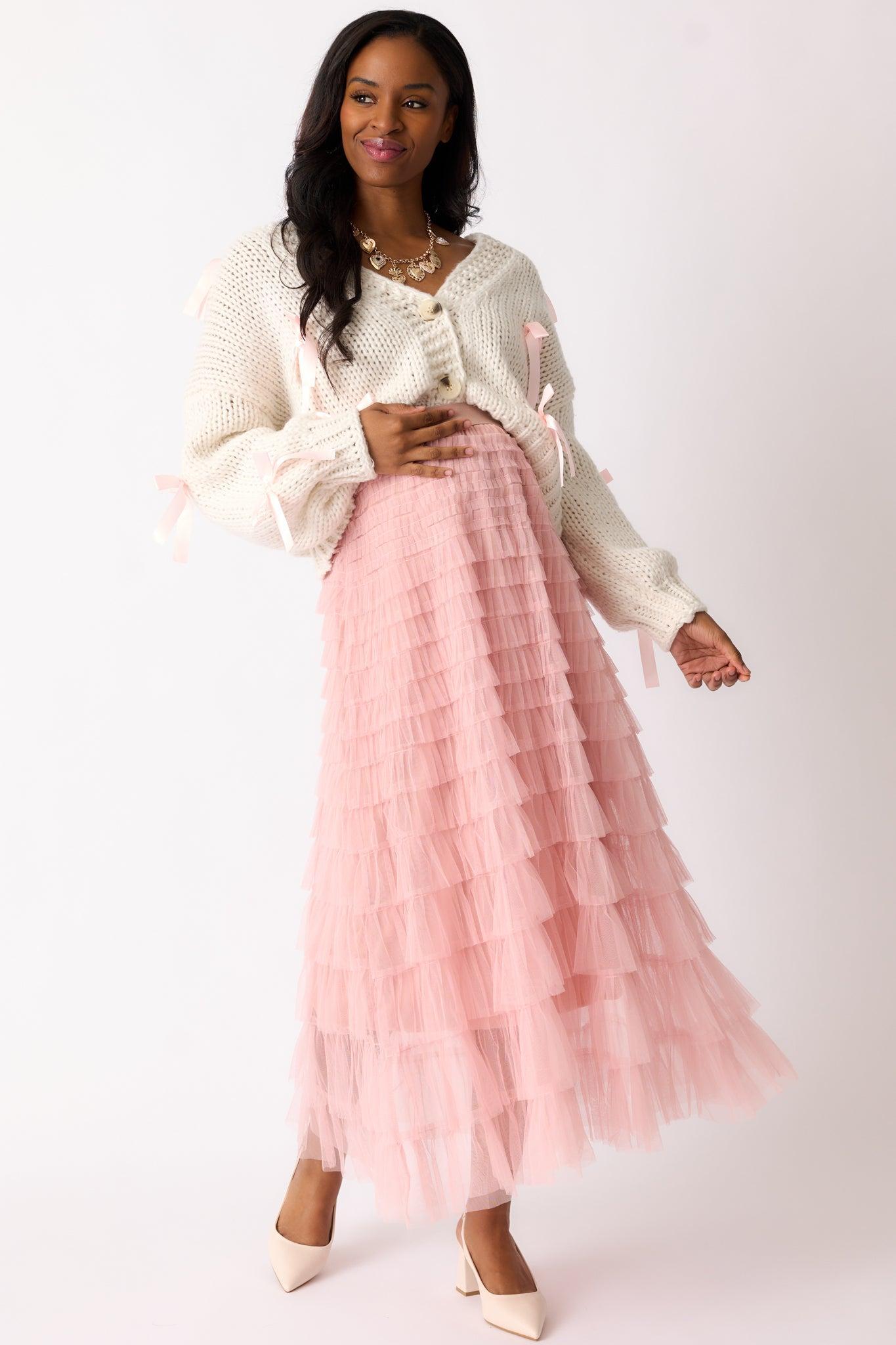 Coffee Run Ivory Knit Cropped Bow Cardigan Product Image