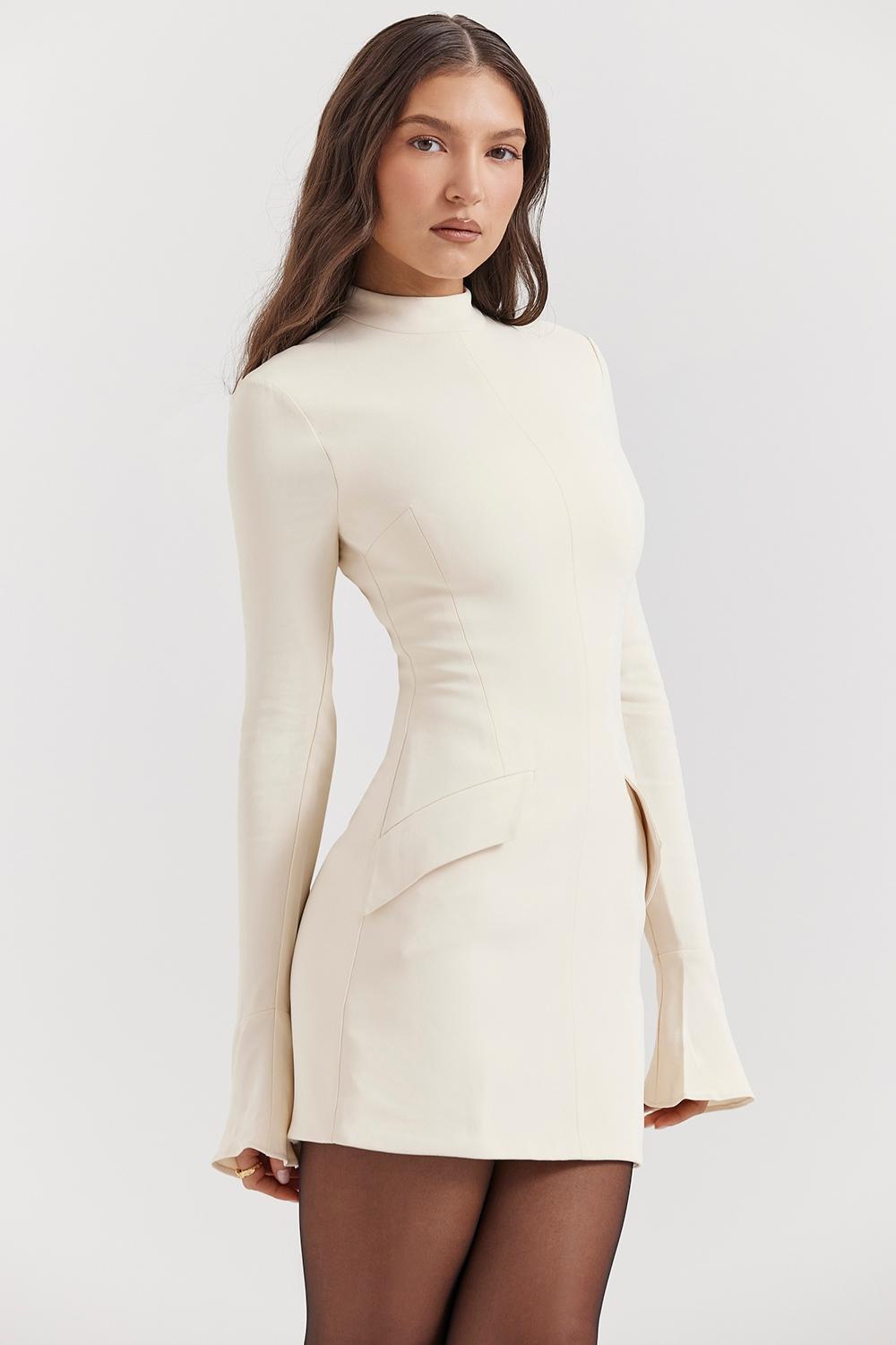 Mahalia Vintage Cream Mini Dress Product Image