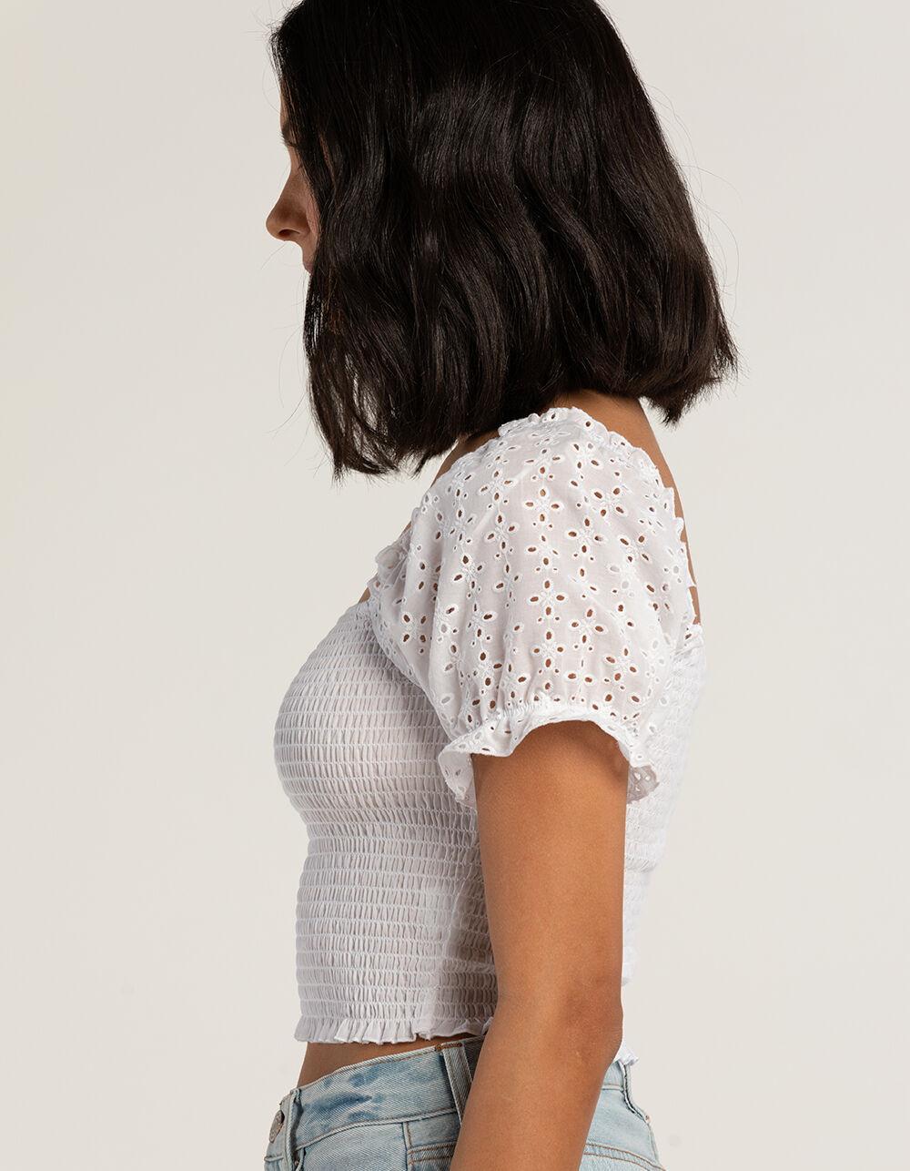 LOVE TREE Womens Eyelet Smock Top Product Image