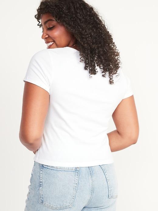 Rib-Knit Crop T-Shirt Product Image
