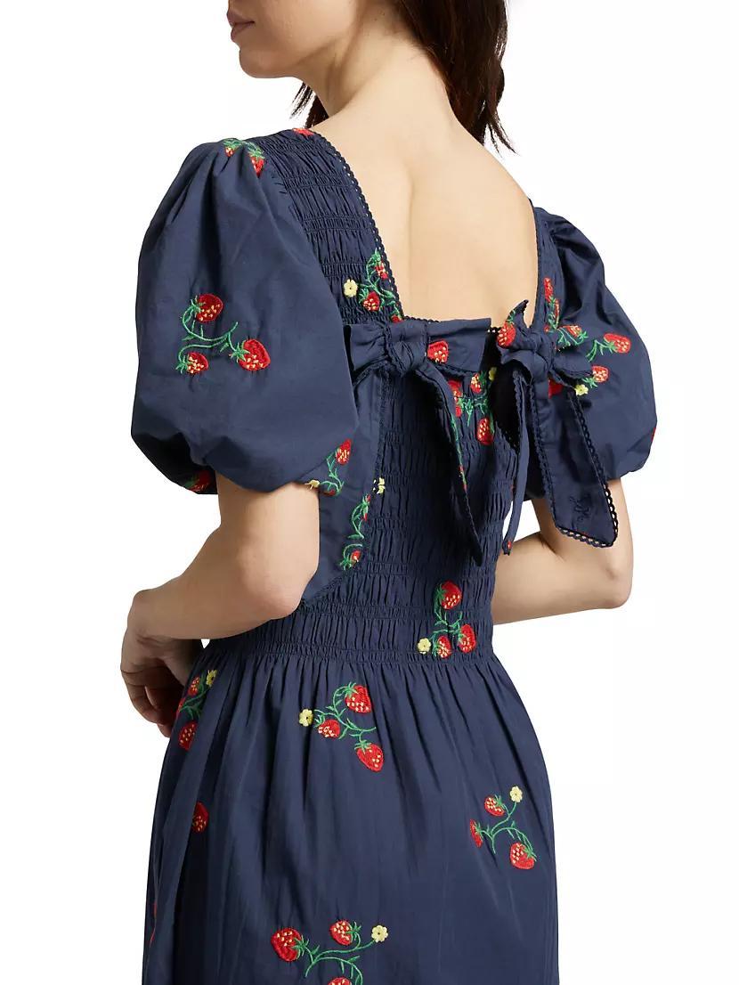 Lauren Strawberry Embroidered Midi-Dress Product Image