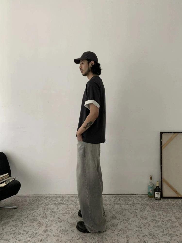RT No. 18834 CLOUD GRAY BAGGY STRAIGHT JEANS Product Image