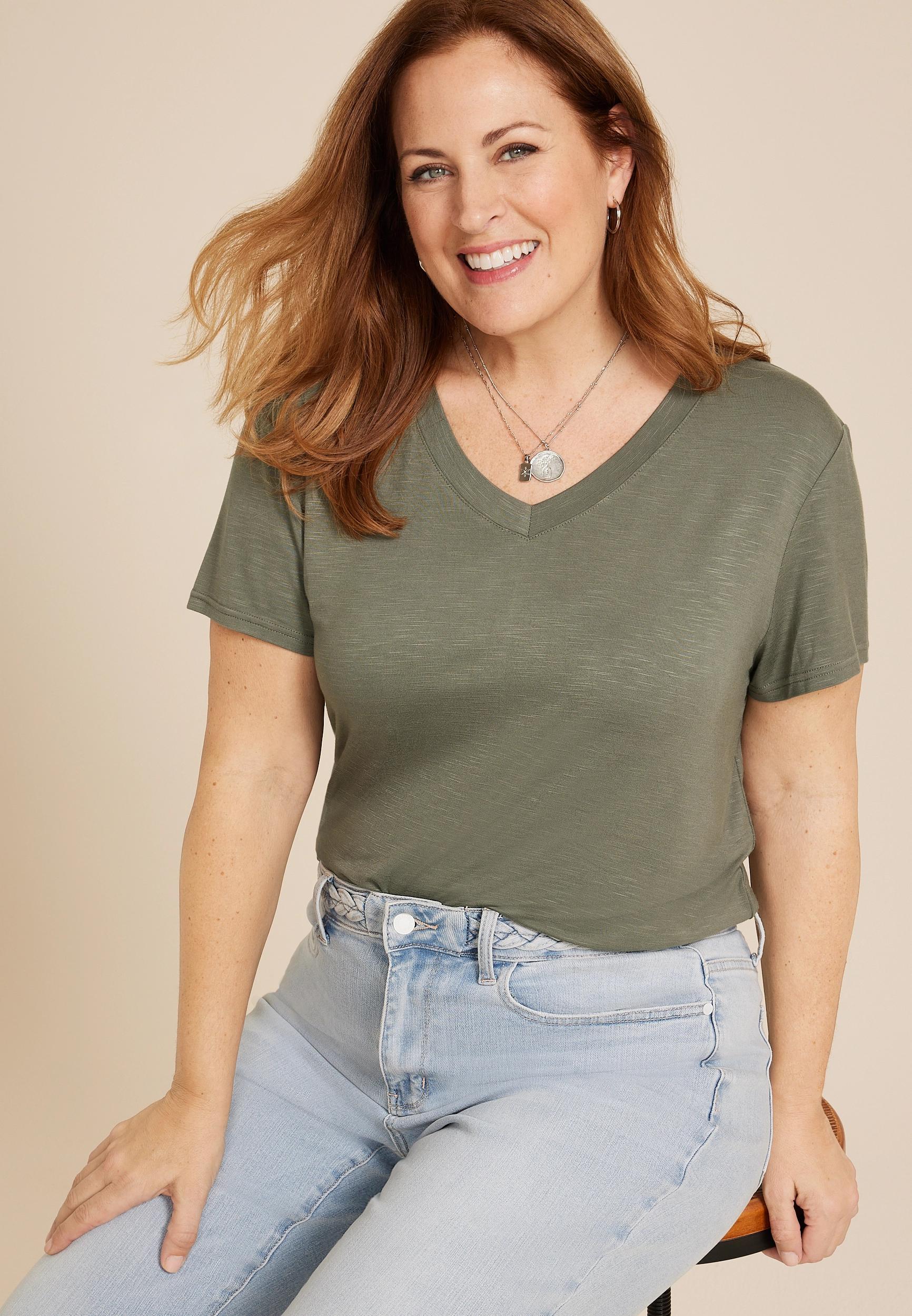 Maurices 3X Plus Size Womens 24/7 V Neck Tee Product Image