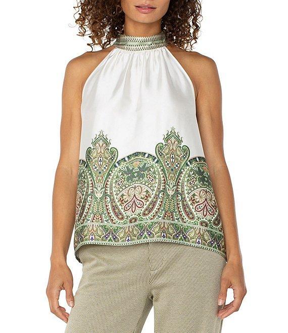 Liverpool Los Angeles Woven Printed Mock Halter Neck Top Product Image
