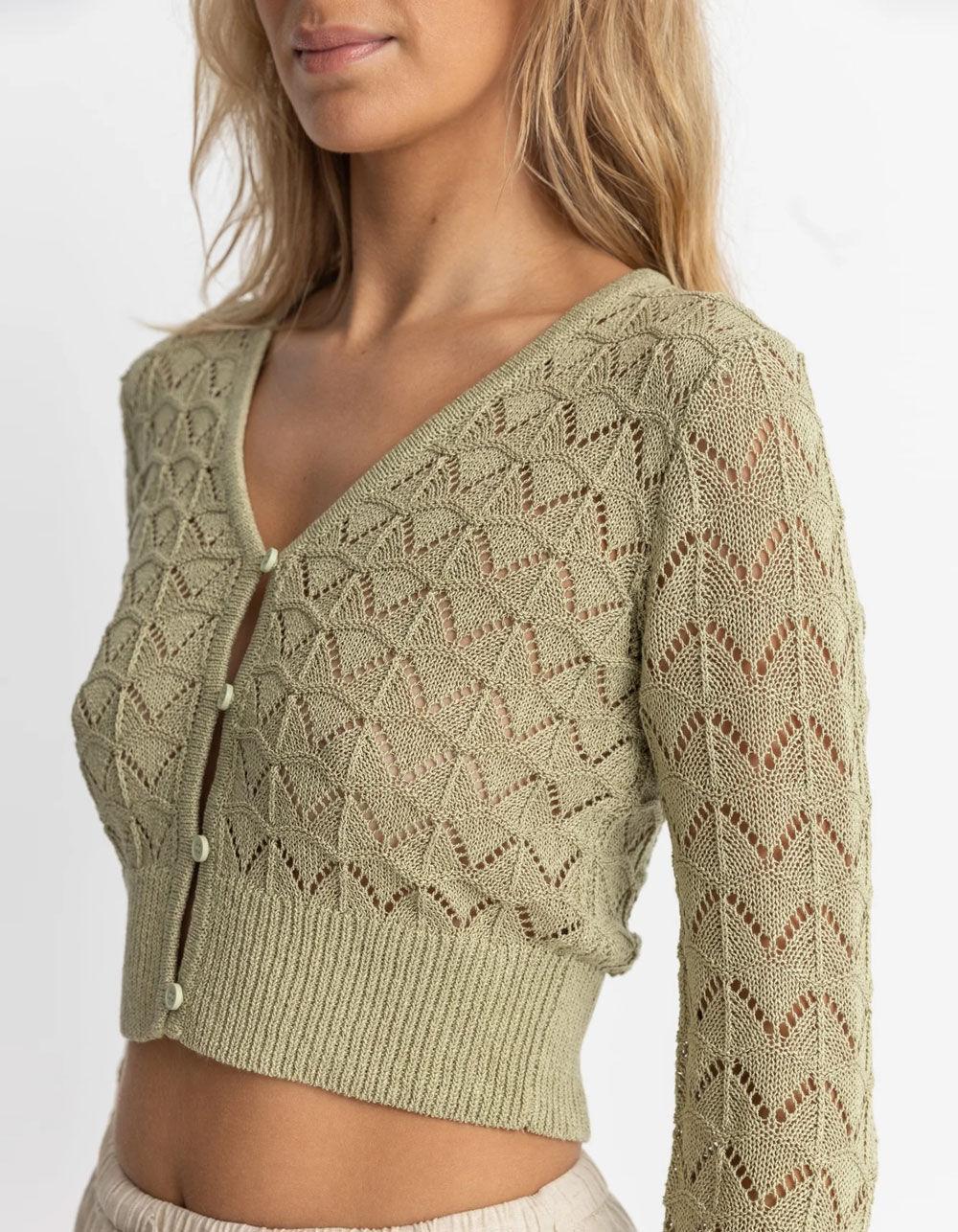 RHYTHM Akoia Womens Cardigan - SAGE Product Image