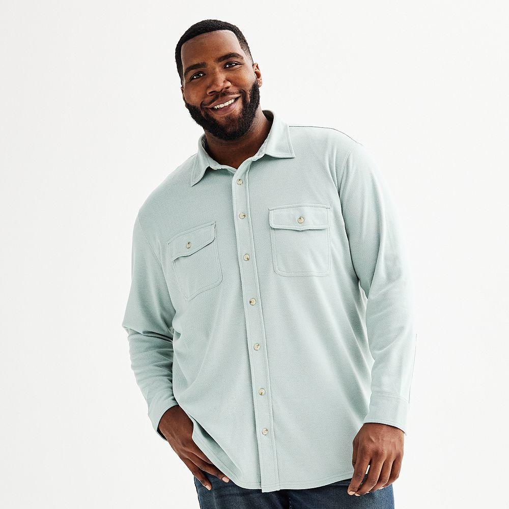 Big & Tall Sonoma Goods For Life® Long Sleeve Knit Button Down Shirt, Men's, Size: Large Tall, Light Brown Product Image