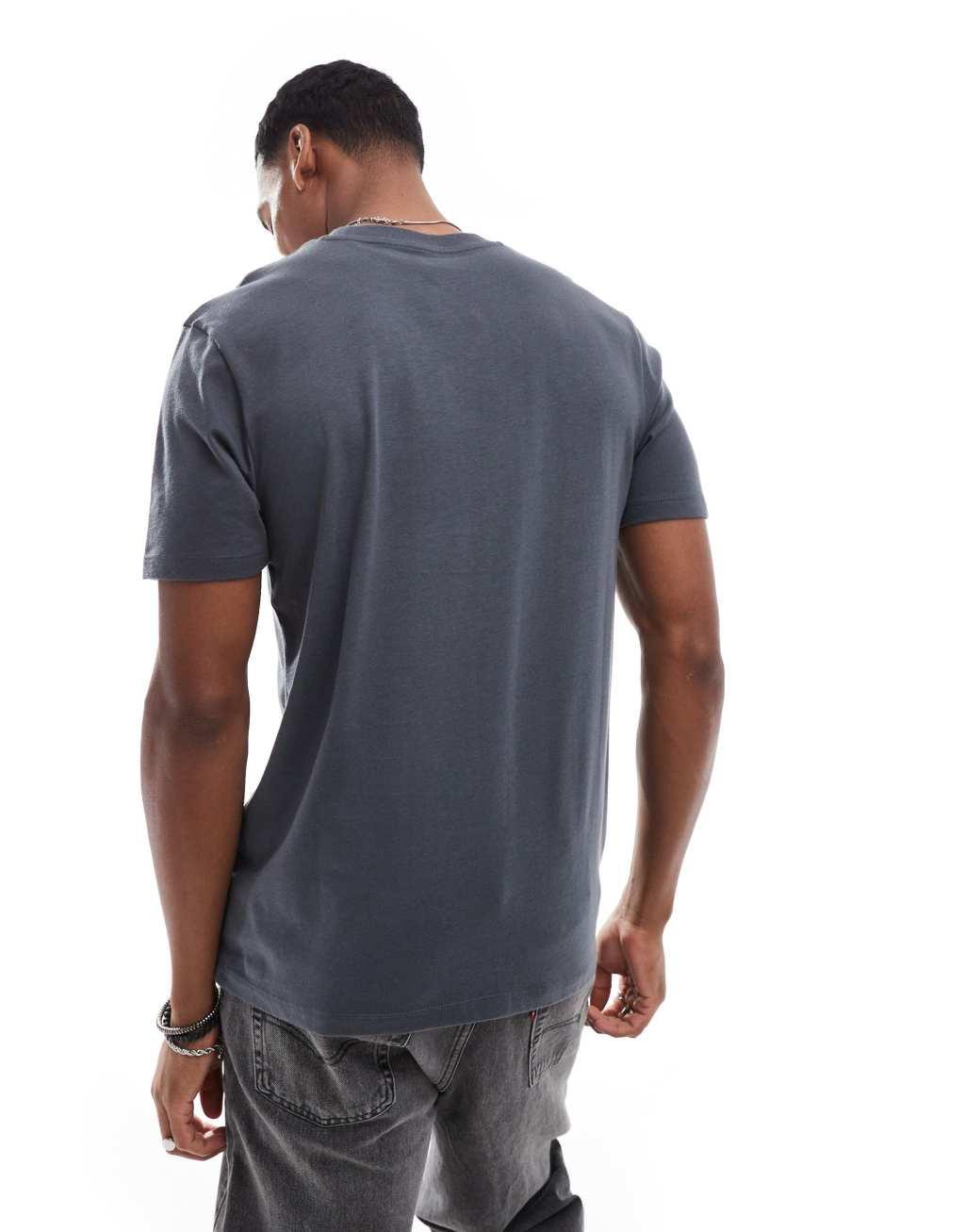 ASOS DESIGN 2 pack crew neck t-shirts in charcoal and khaki Product Image
