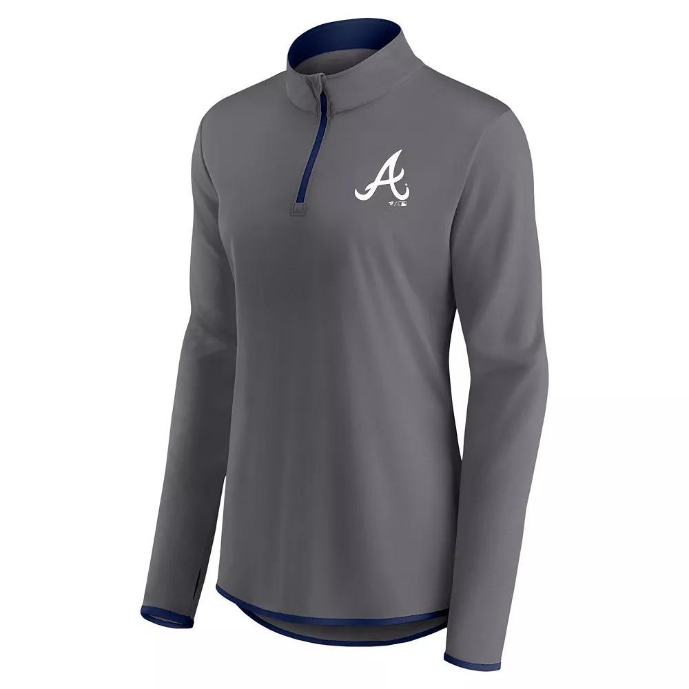 Women's Profile Charcoal Atlanta Braves Plus Size Quarter-Zip Jacket, Size: 1XL Product Image