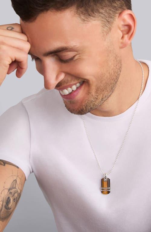 Lagos Mens Sterling Silver Anthem Tiger Eye Dog Tag Amulet Pendant - Exclusive Product Image