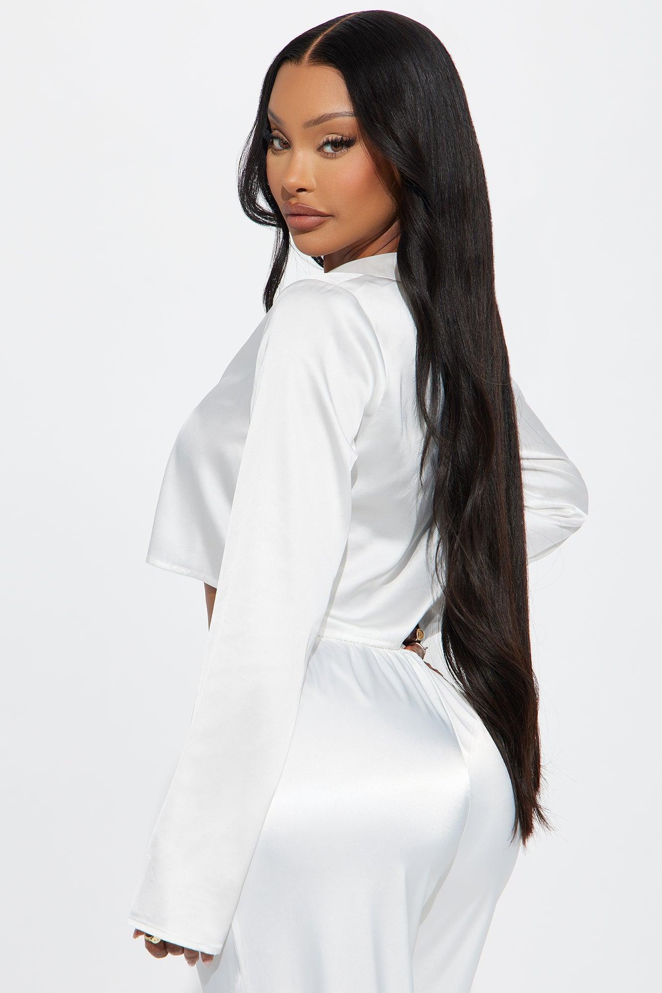Forever Loving Satin Shirt - White Product Image
