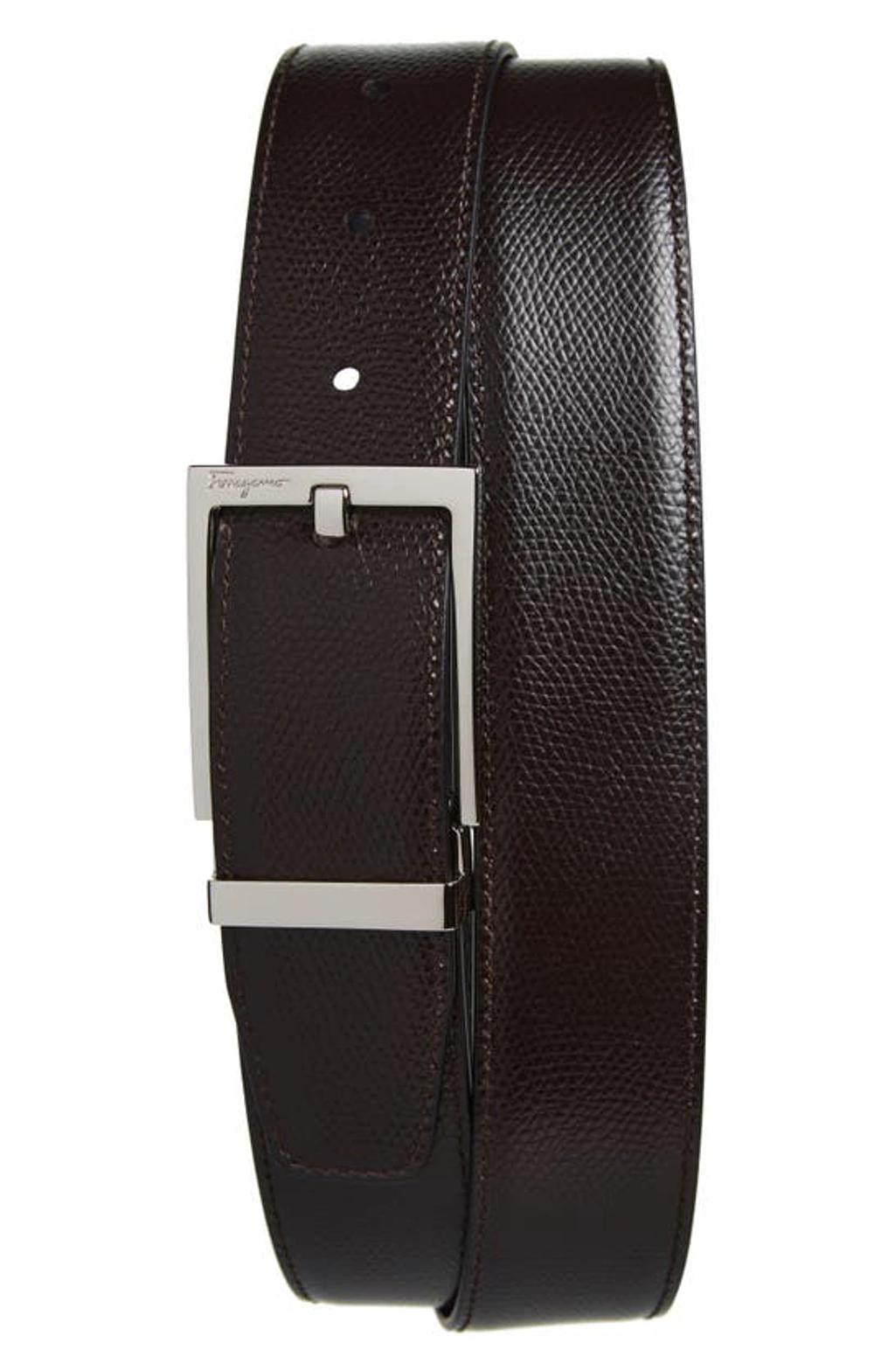 FERRAGAMO Classic Leather Reversible Belt In Nero Hickory Product Image