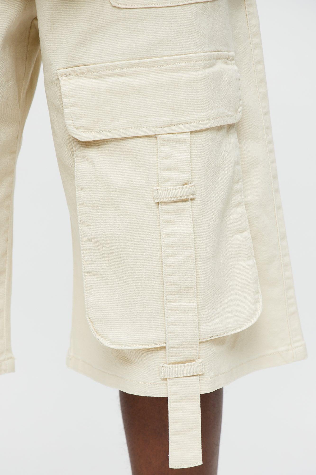 Baggy Oversized Pocket Cargo Shorts - Cream Product Image