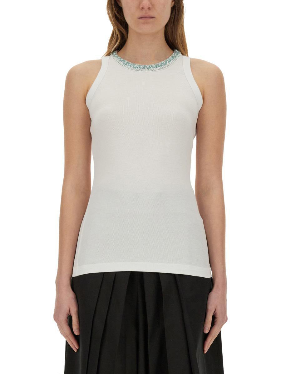 FABIANA FILIPPI Jersey Tank Top In White Product Image