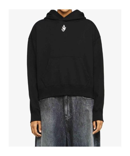 JW ANDERSON Anchor Logo Cropped Hoodie In Black Product Image