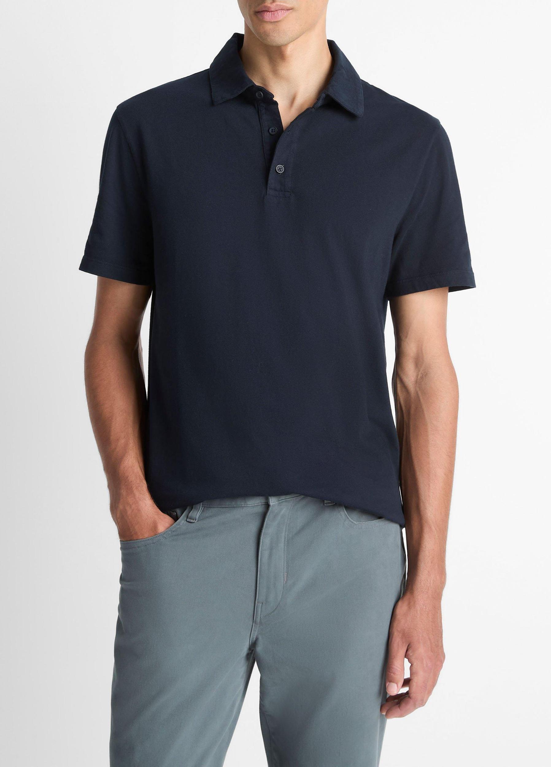 Mens Garment Dye Cotton Polo Shirt Vince Product Image