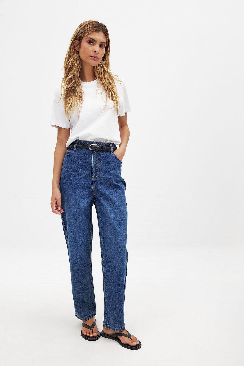 Cropped Scallop Detail Denim Product Image