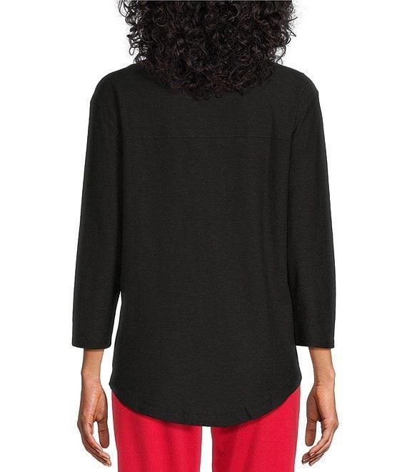 Westbound Petite Size 3/4 Sleeve Knit Crew Neck Top Product Image
