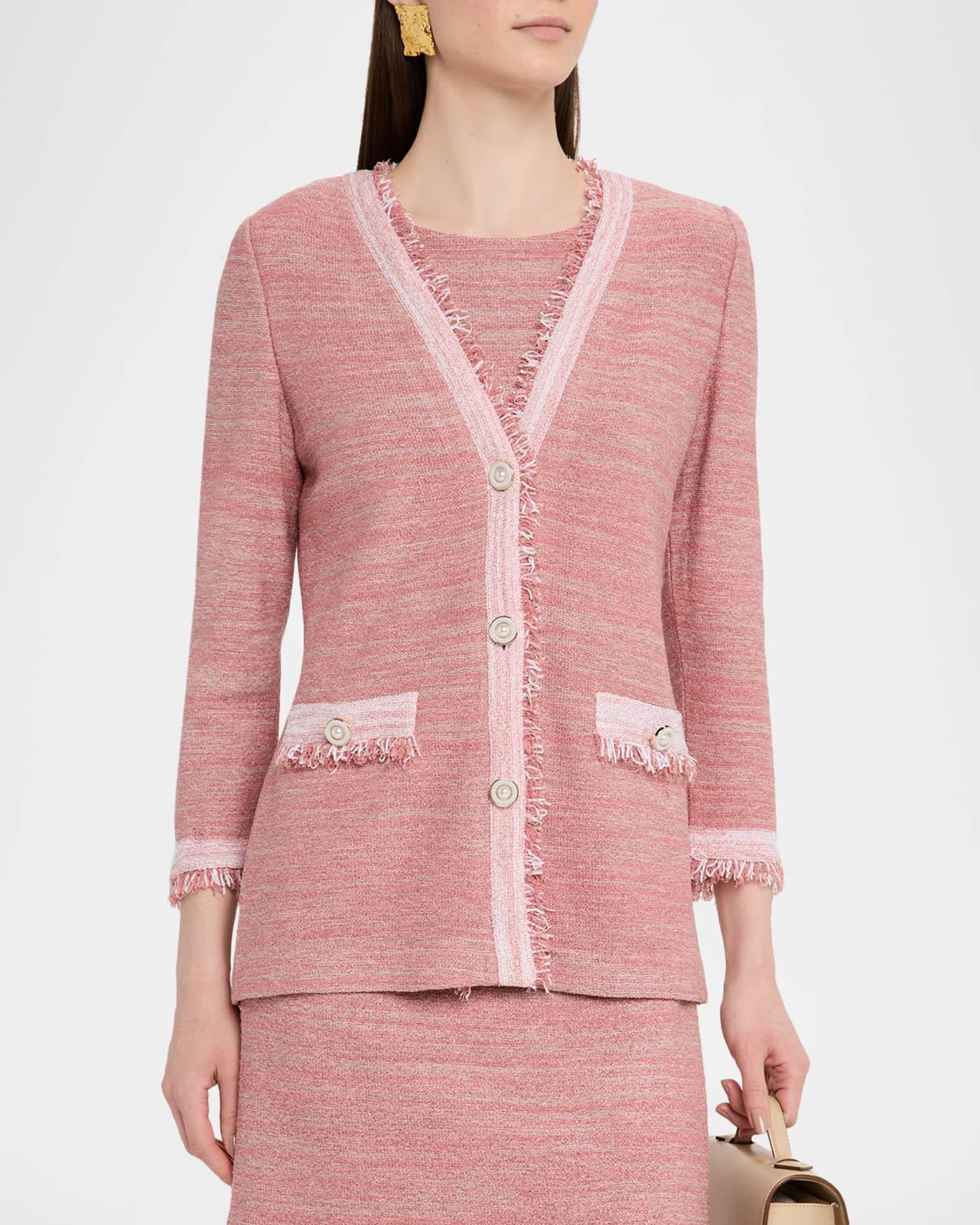Heritage Fringe-Trim Melange Knit Jacket Product Image