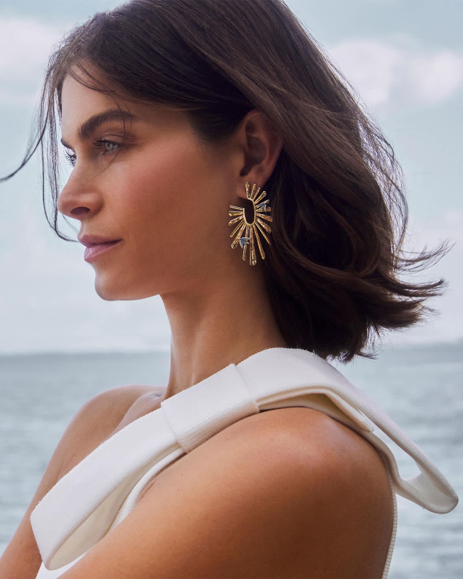 Melody Bird Silver Hoop Earrings Product Image