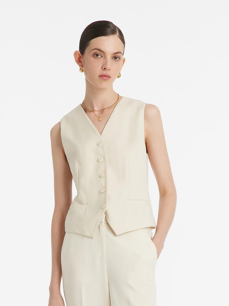 Worsted Wool Single-Breasted Women Vest Product Image