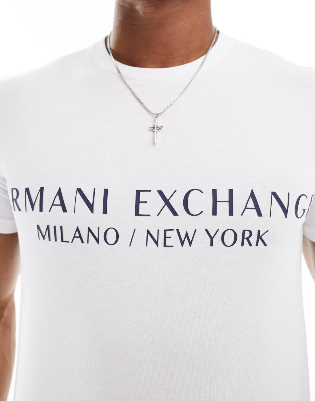 Armani Exchange linear logo T-shirt in white Product Image