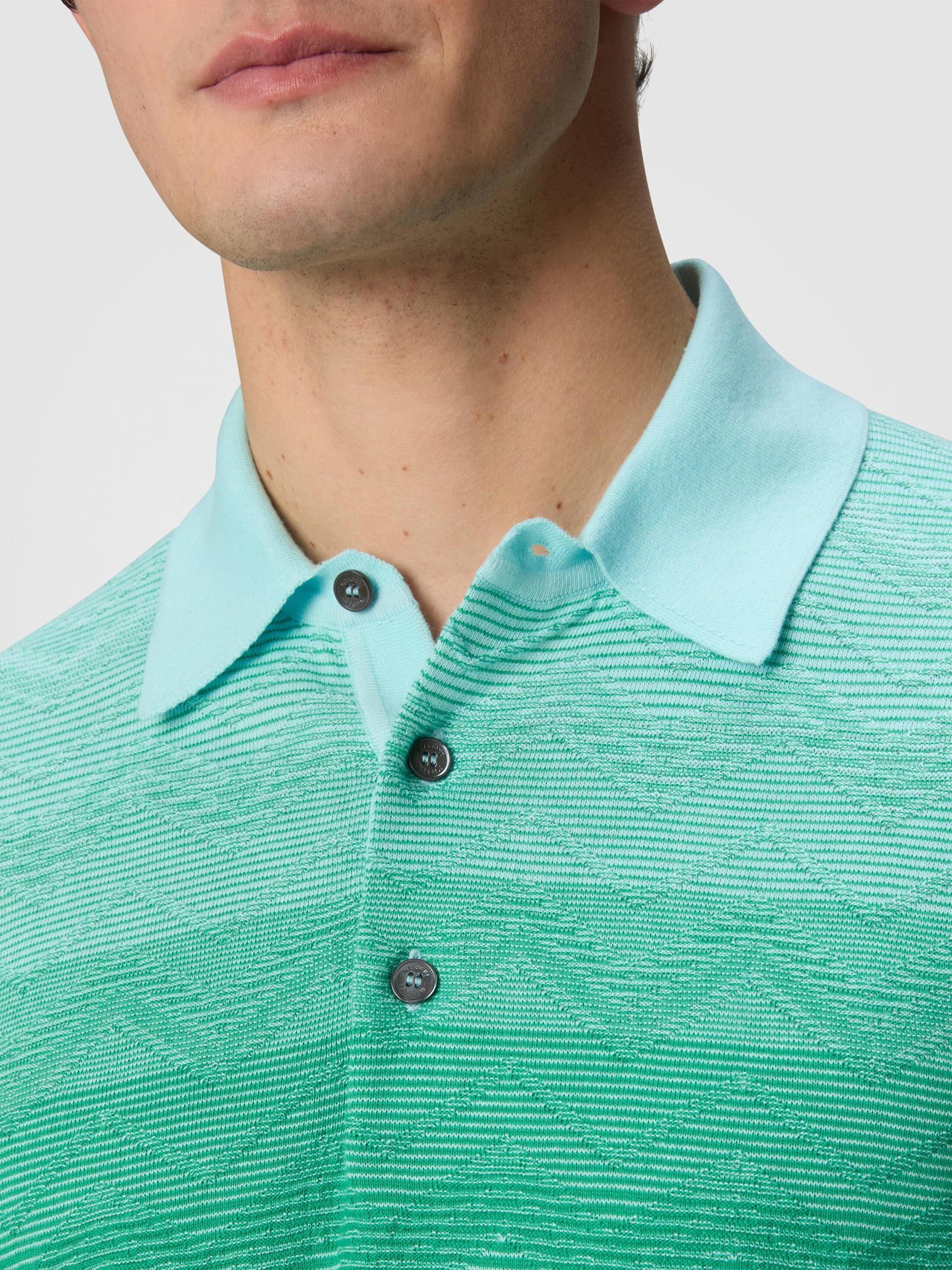 Long-sleeved polo shirt in dégradé chevron cotton Product Image