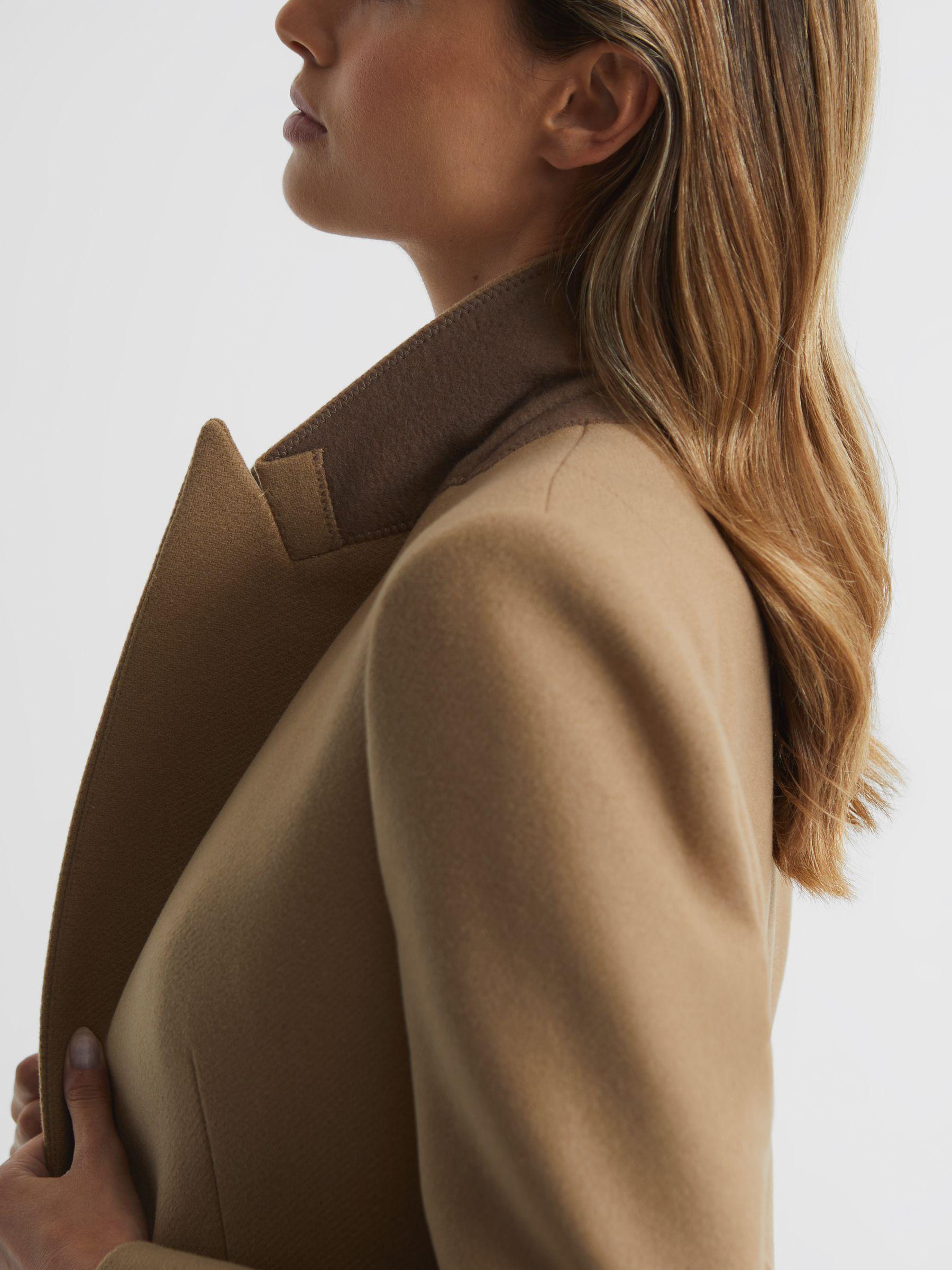 Wool Blend Mid Length Coat in Camel Product Image
