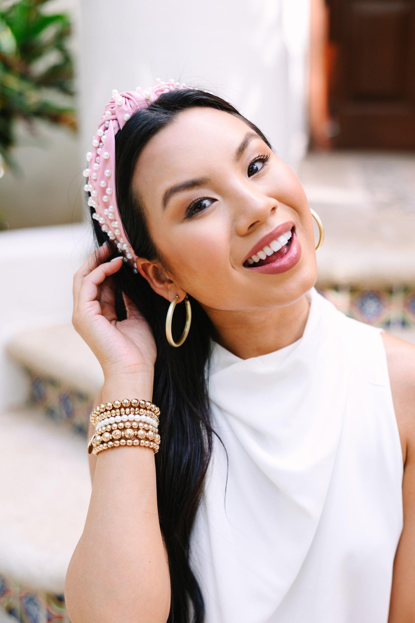 Send Your Love Light Pink Pearl Headband Female Product Image