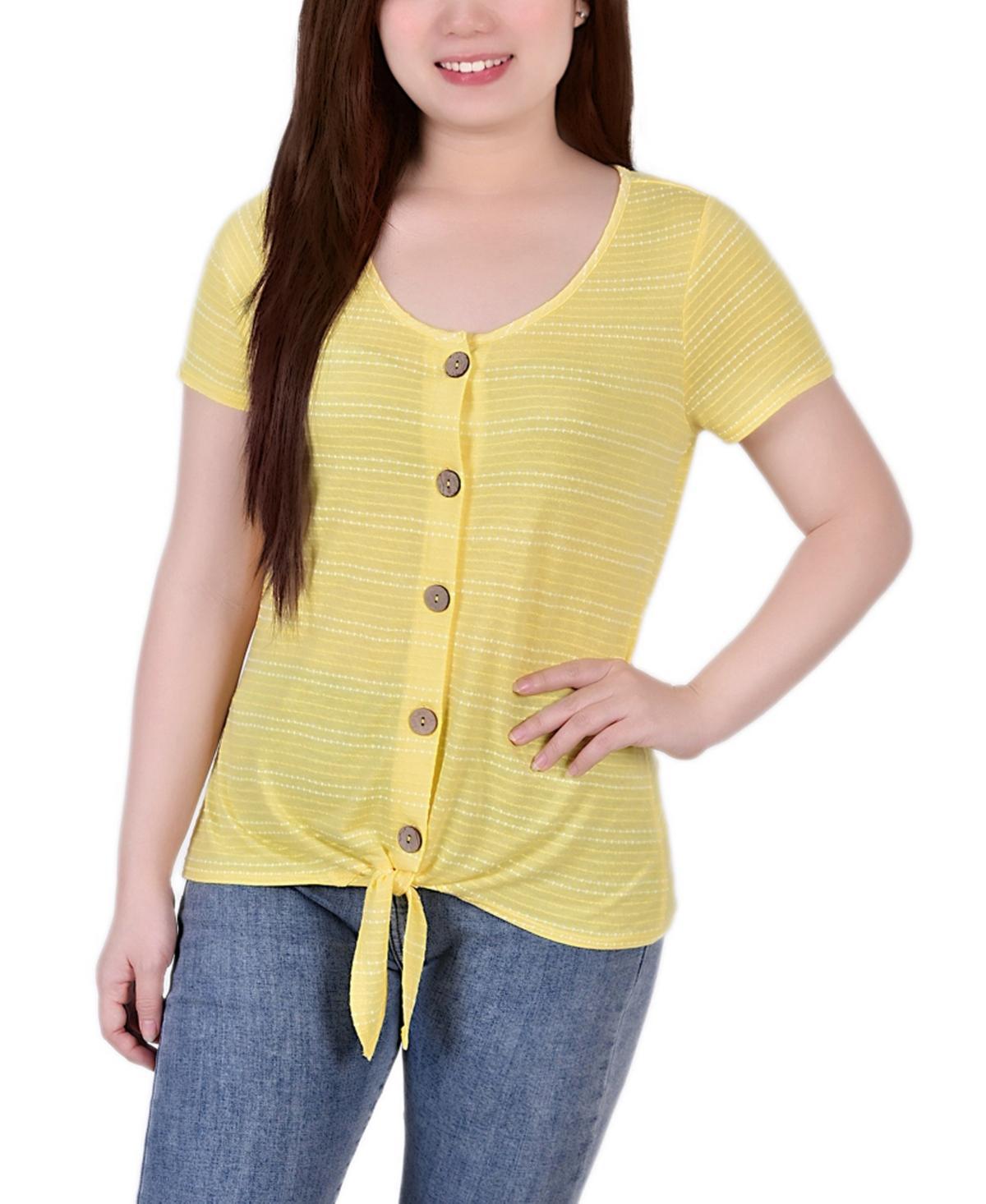 Ny Collection Womens Short Sleeve Tie Front Top Product Image