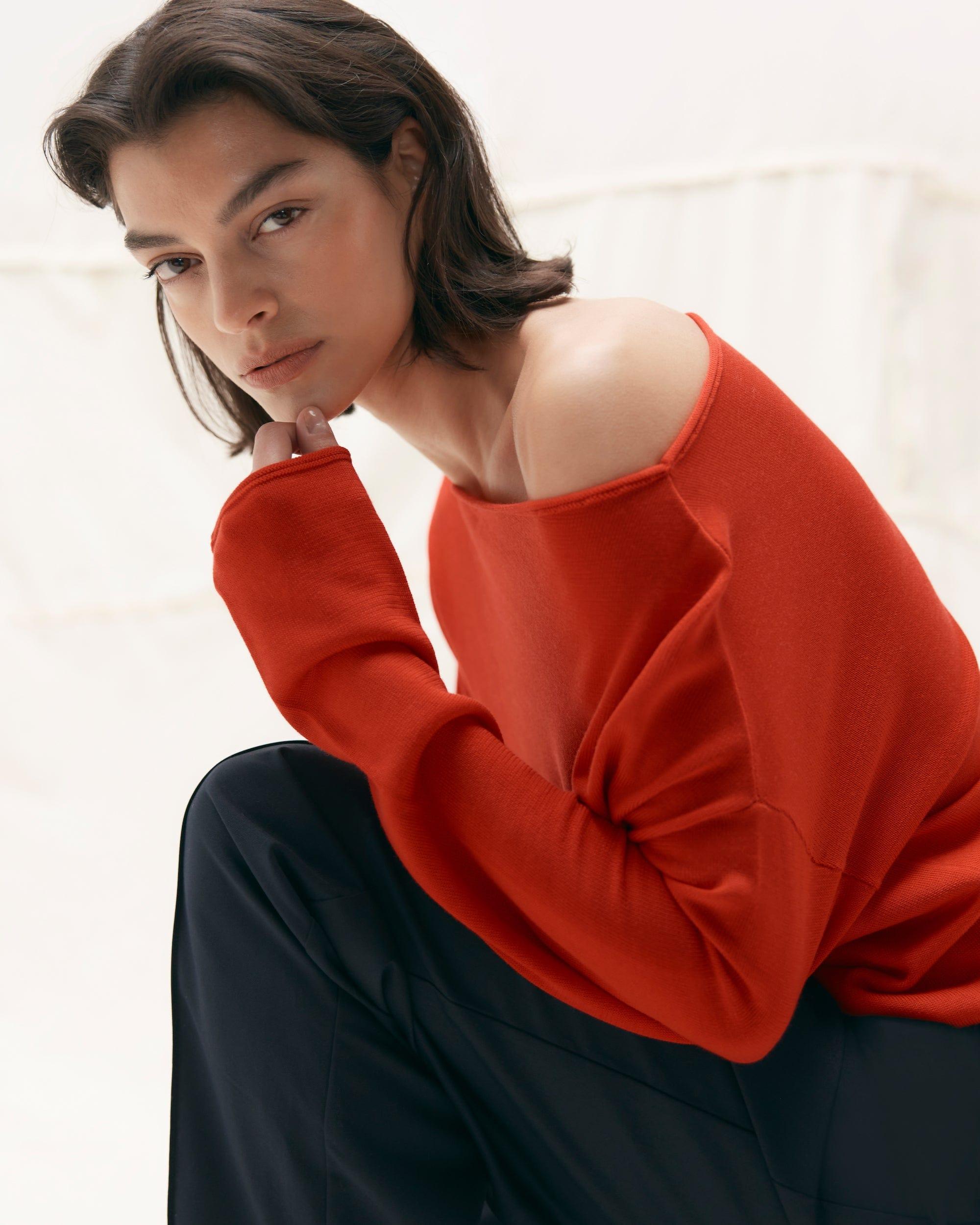 Hachi Tencel-Wool Off-Shoulder Sweater Product Image