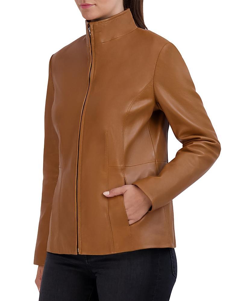 Cole Haan Leather Stand Collar Jacket Product Image
