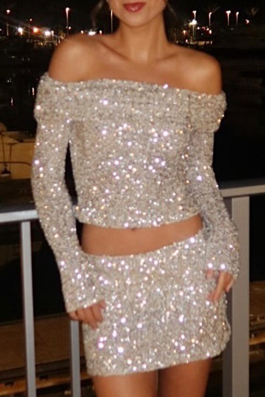 Champagne Nights Sequin Micro Mini Skirt Product Image