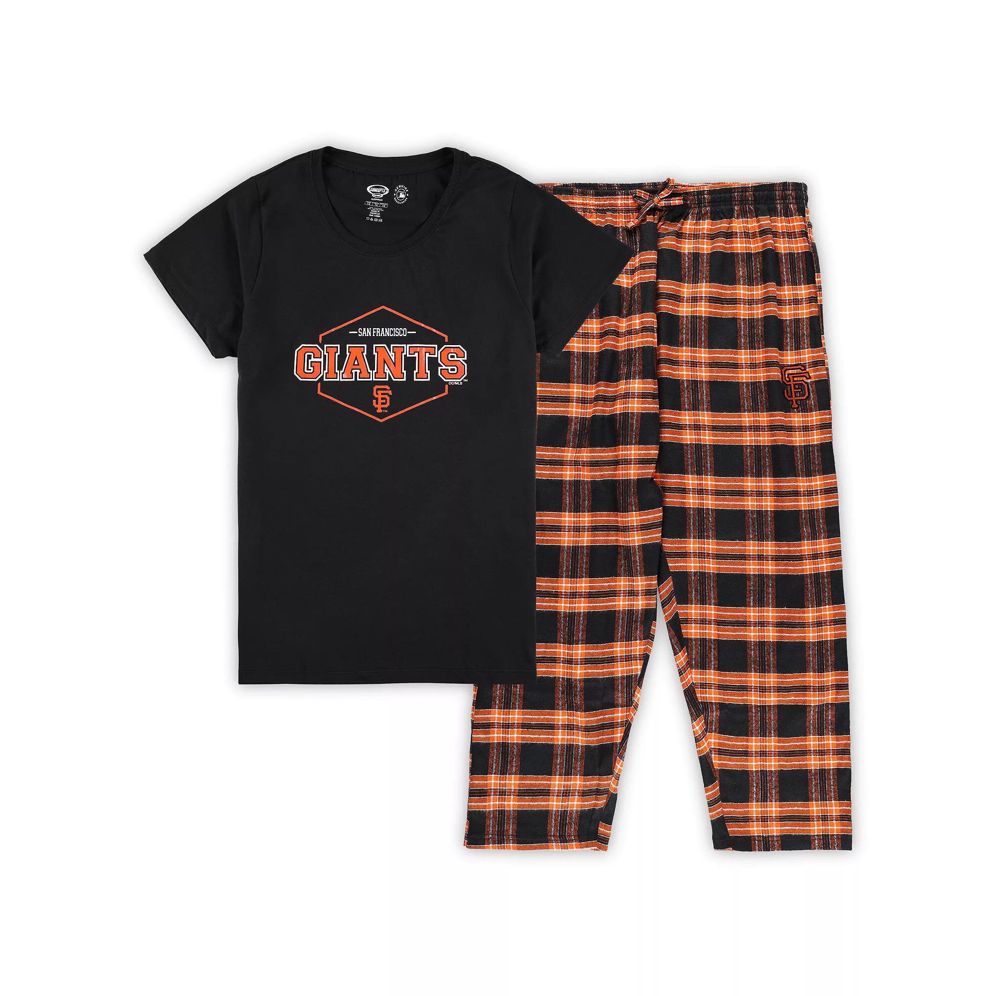 Women's Concepts Sport Black/Orange San Francisco Giants Plus Size Badge Sleep Set, Size: 2XL Product Image