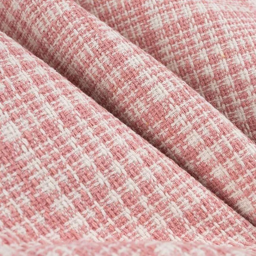 Peak Lapel Plaid Tweed Double Breasted Blazer Product Image