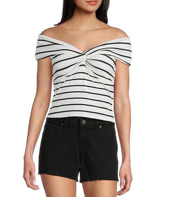 Originality Off-The-Shoulder Striped Twist Front Top Product Image