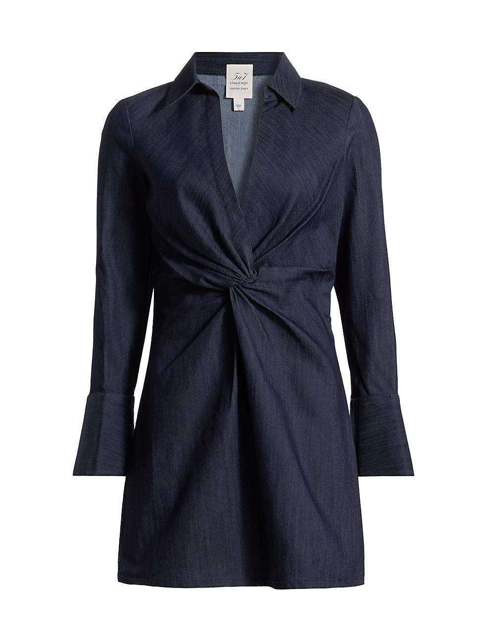 Womens McKenna Twist-Front Denim Minidress Product Image