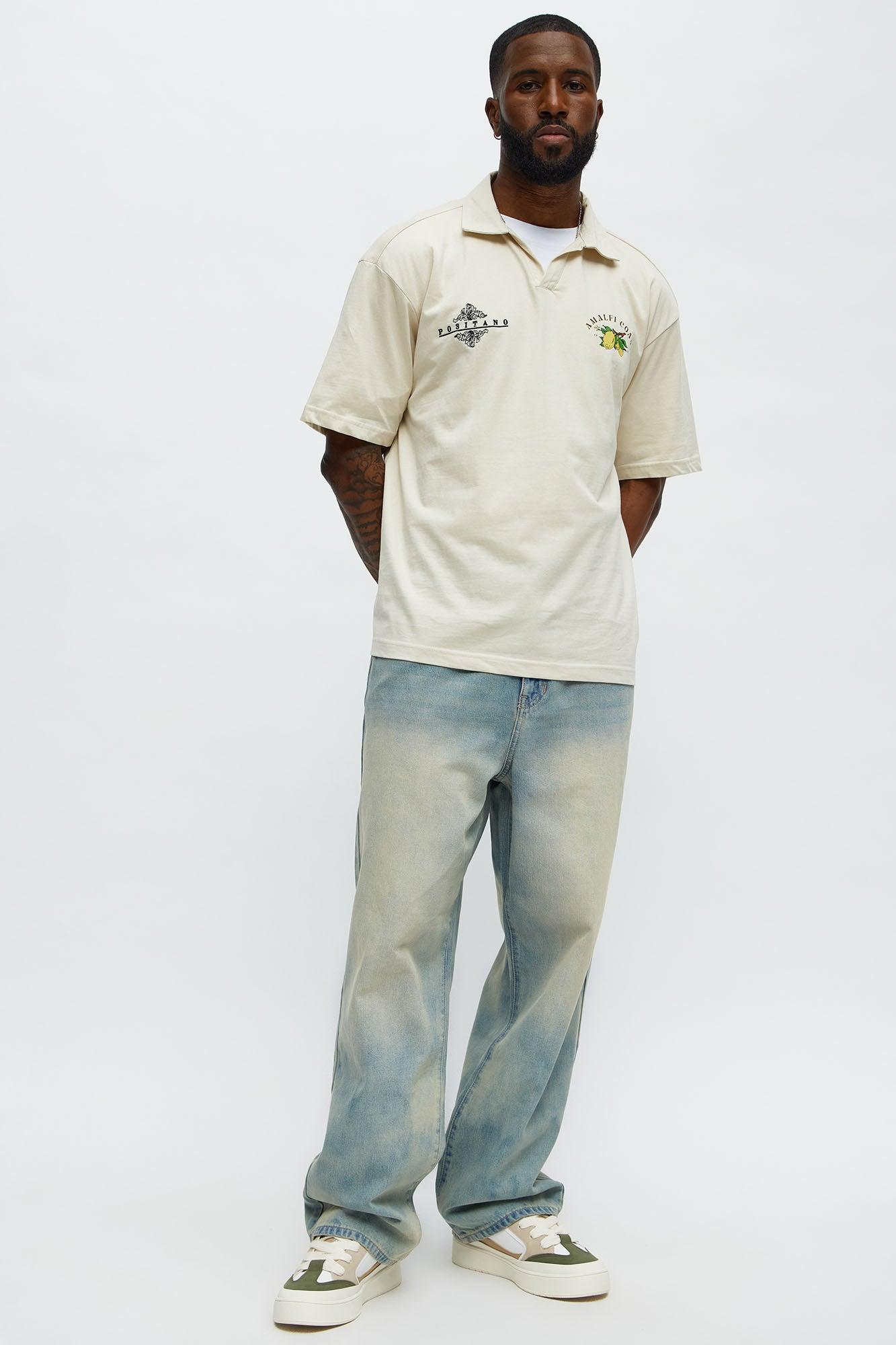Amalfi Coast Johnny Collar Polo - Off White Product Image