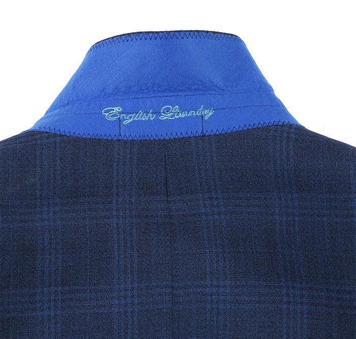 English Laundry 2-Piece Blue Plaid Wool Blend Slim Fit Dress Suit Product Image