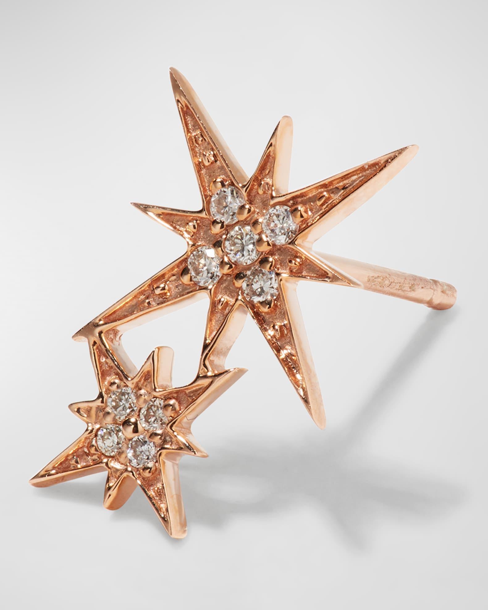 14k Pave Diamond Double Starburst Stud Earring Product Image