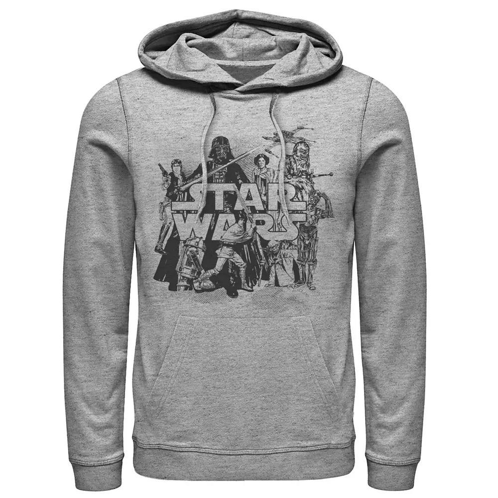 Men's Star Wars Character Collage Hoodie, Size: Medium, Athletic Grey Product Image