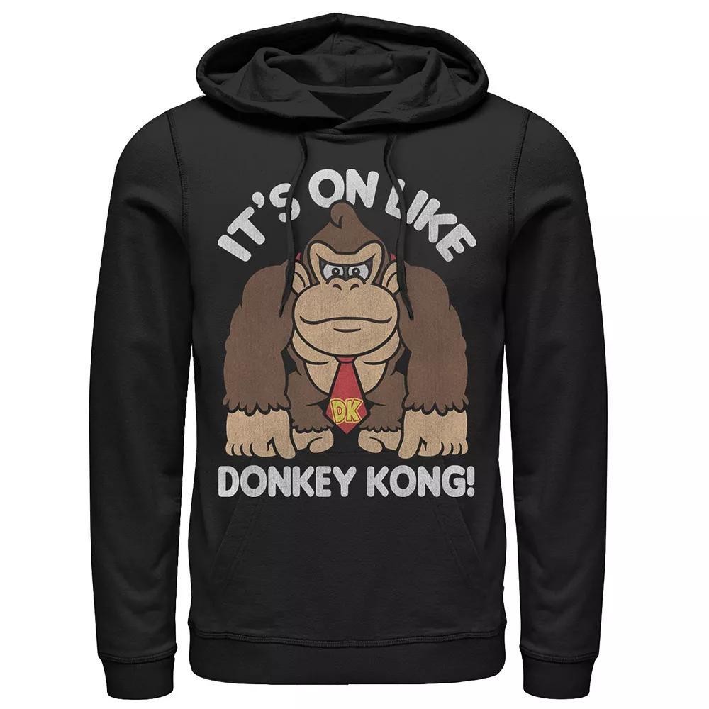 Men's Nintendo It's On Like Donkey Kong Outline Poster Pullover Hoodie, Size: Large, Black Product Image