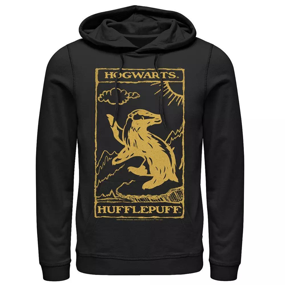 Men's Harry Potter Hufflepuff Vintage Poster Hoodie, Size: Small, Black Product Image