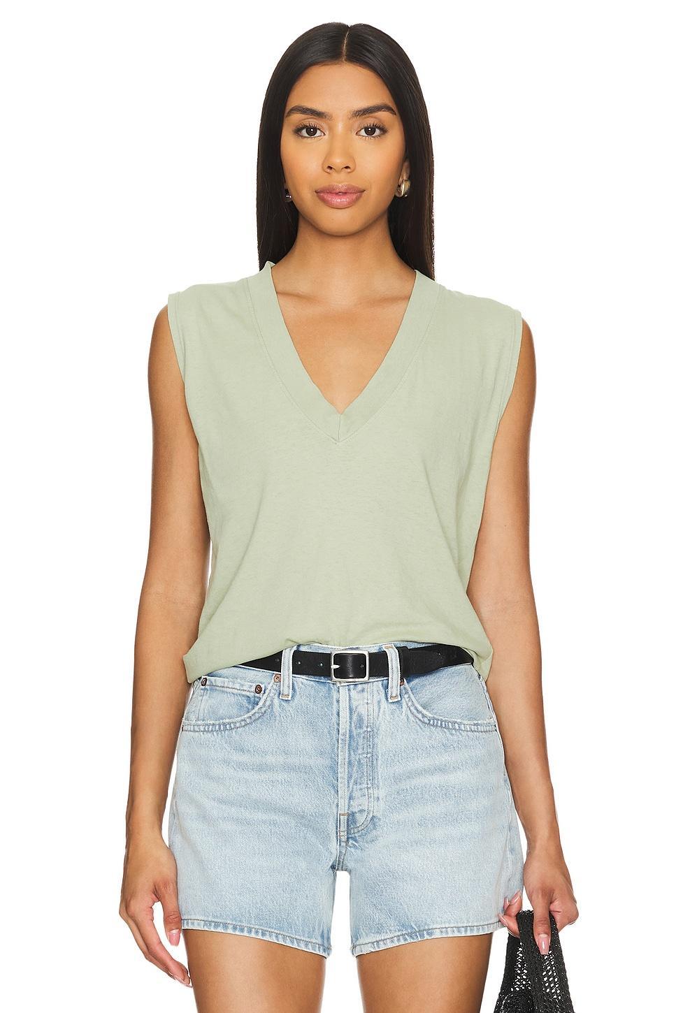 Sleeveless V Neck Tee perfectwhitetee Product Image