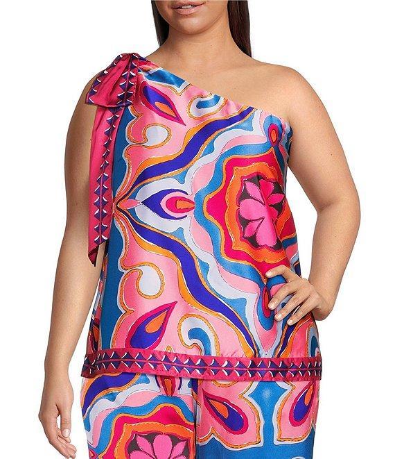 Sugarlips Plus Abstract/Geometric/Tropical Printed One-Shoulder Coordinating Top Product Image