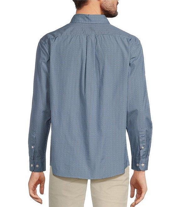 Roundtree & Yorke Long Sleeve Geometric Print Slub Sport Shirt Product Image